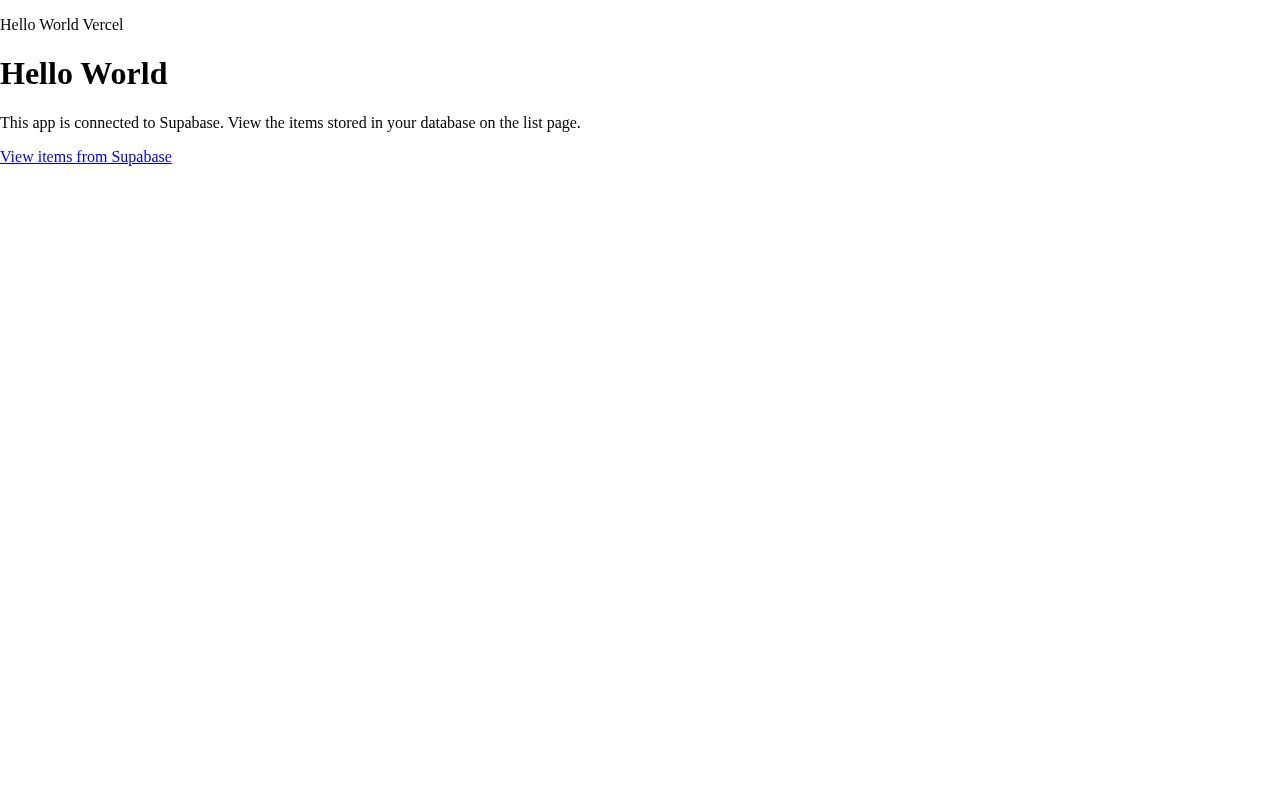 Preview of Hello World Vercel