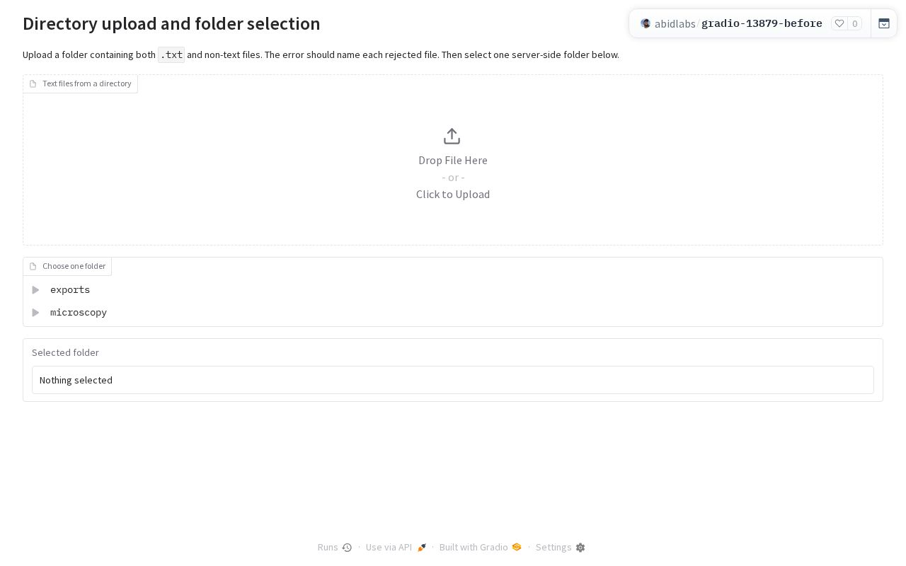 Preview of Gradio file selection before PR 13885