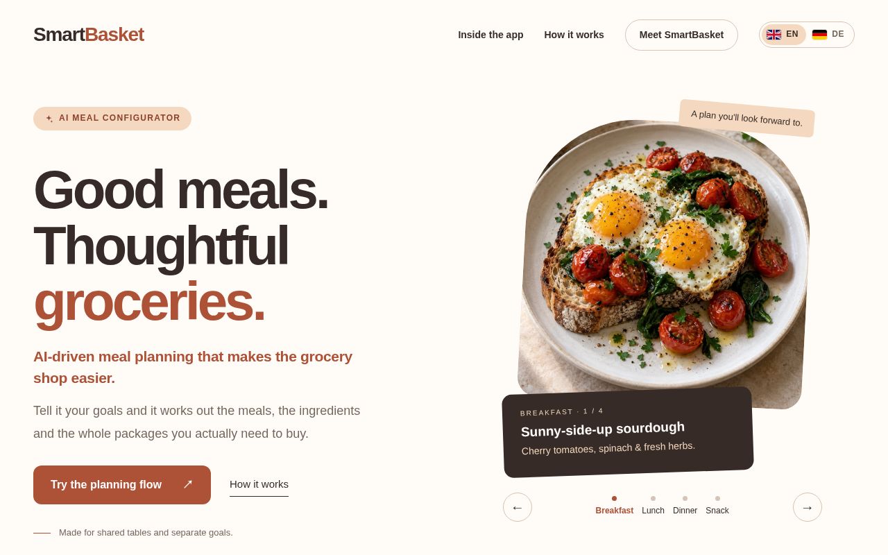 Preview of SmartBasket Website