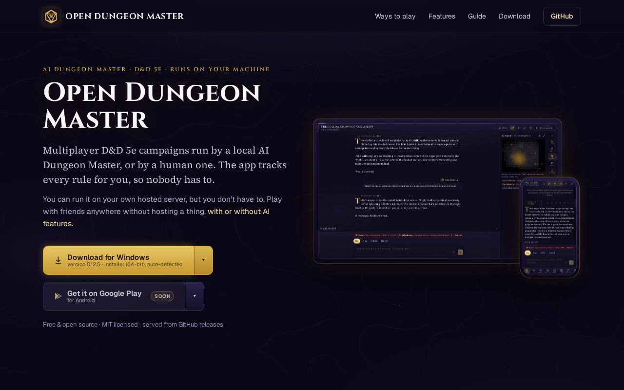 Preview of Open Dungeon Master Client