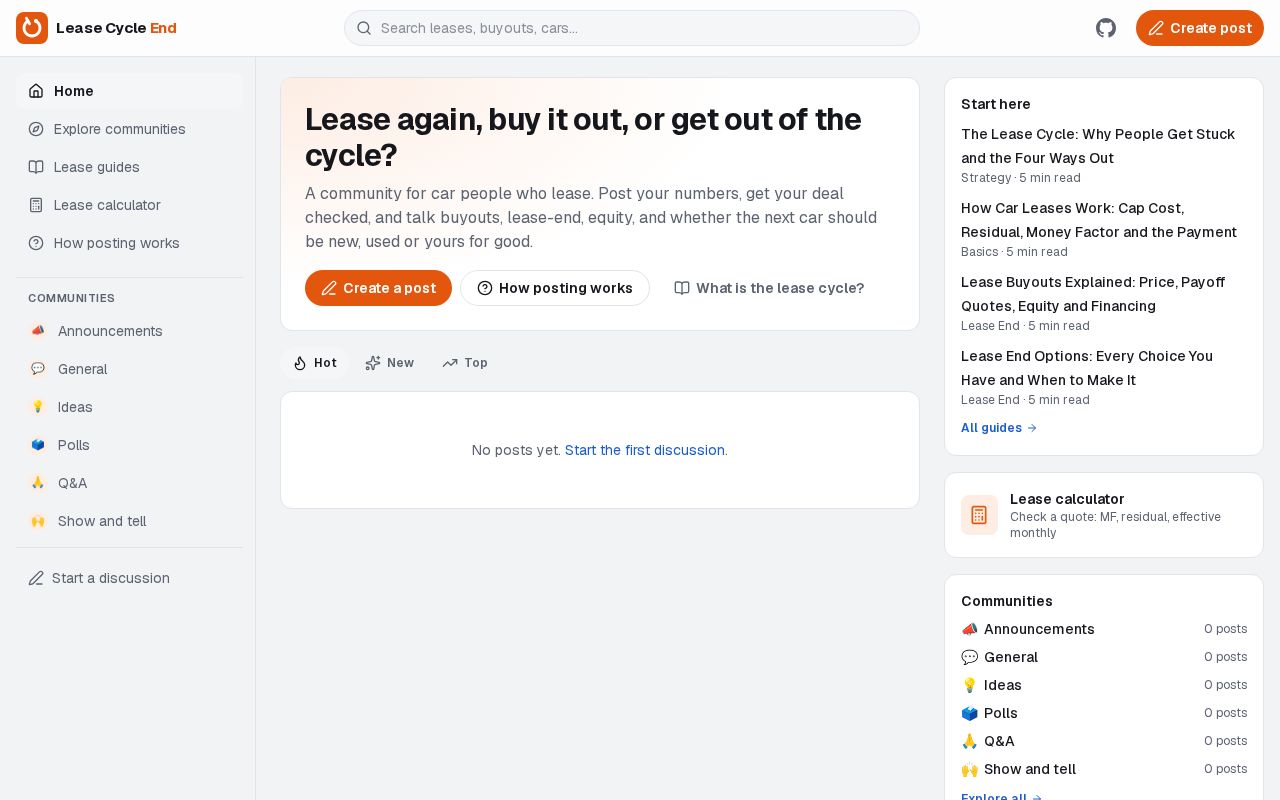 Preview of Lease Cycle End: a community for car leases, buyouts and what comes next