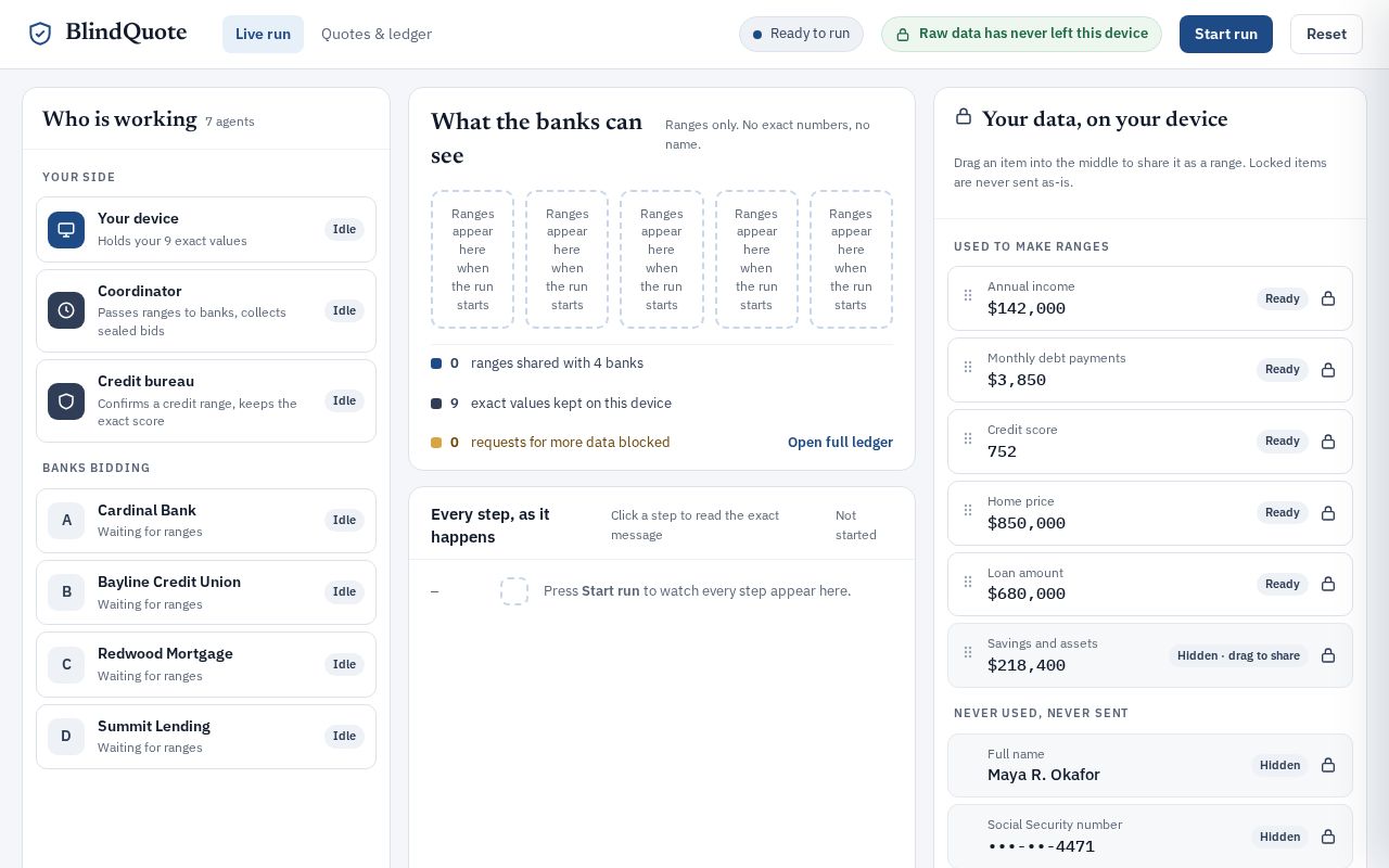 Preview of BlindQuote Trust Console