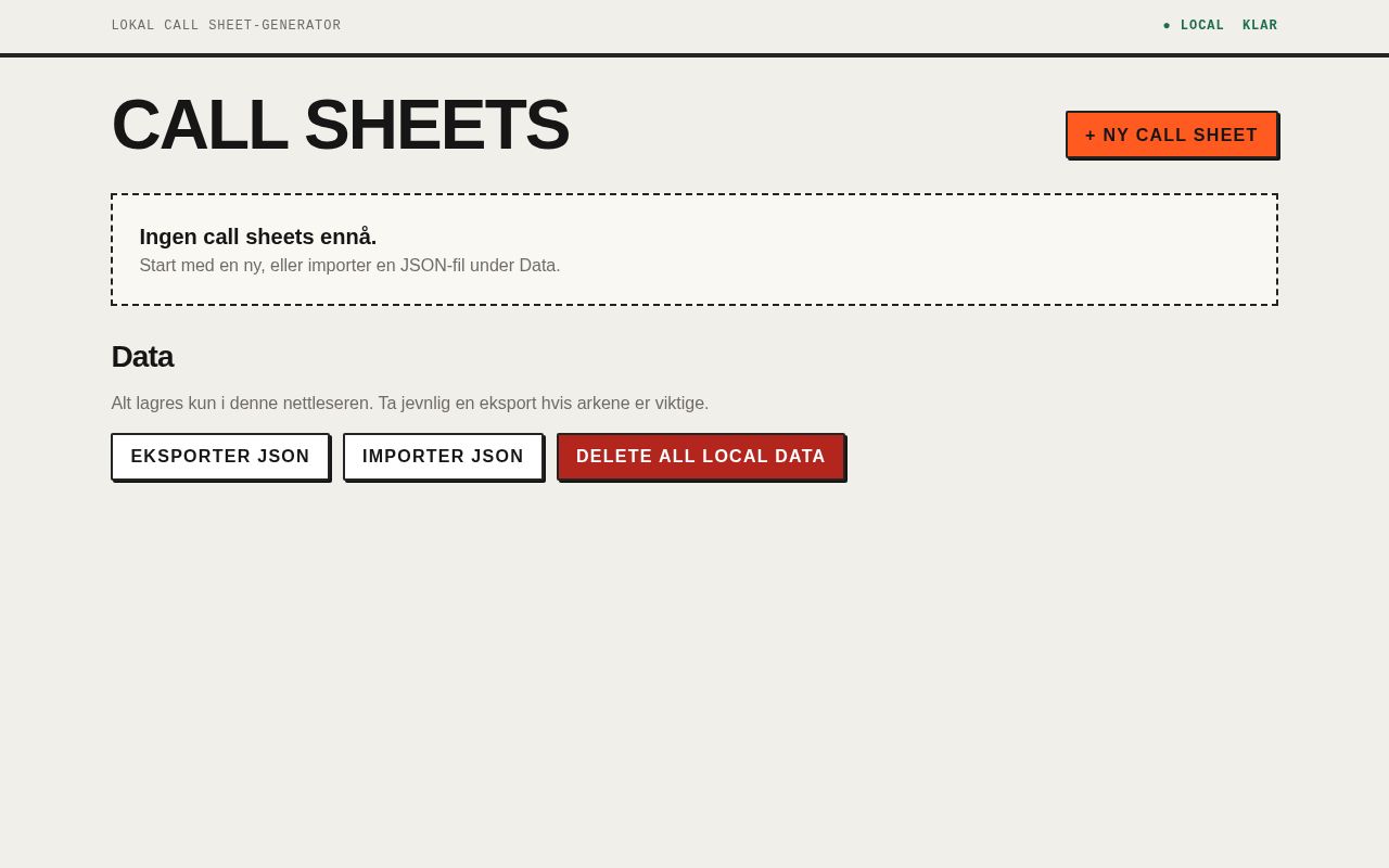 Preview of Call Sheet