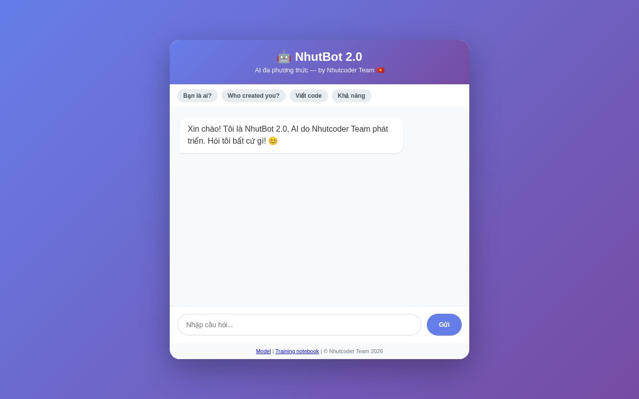 Preview of NhutBot 2.0 Chat