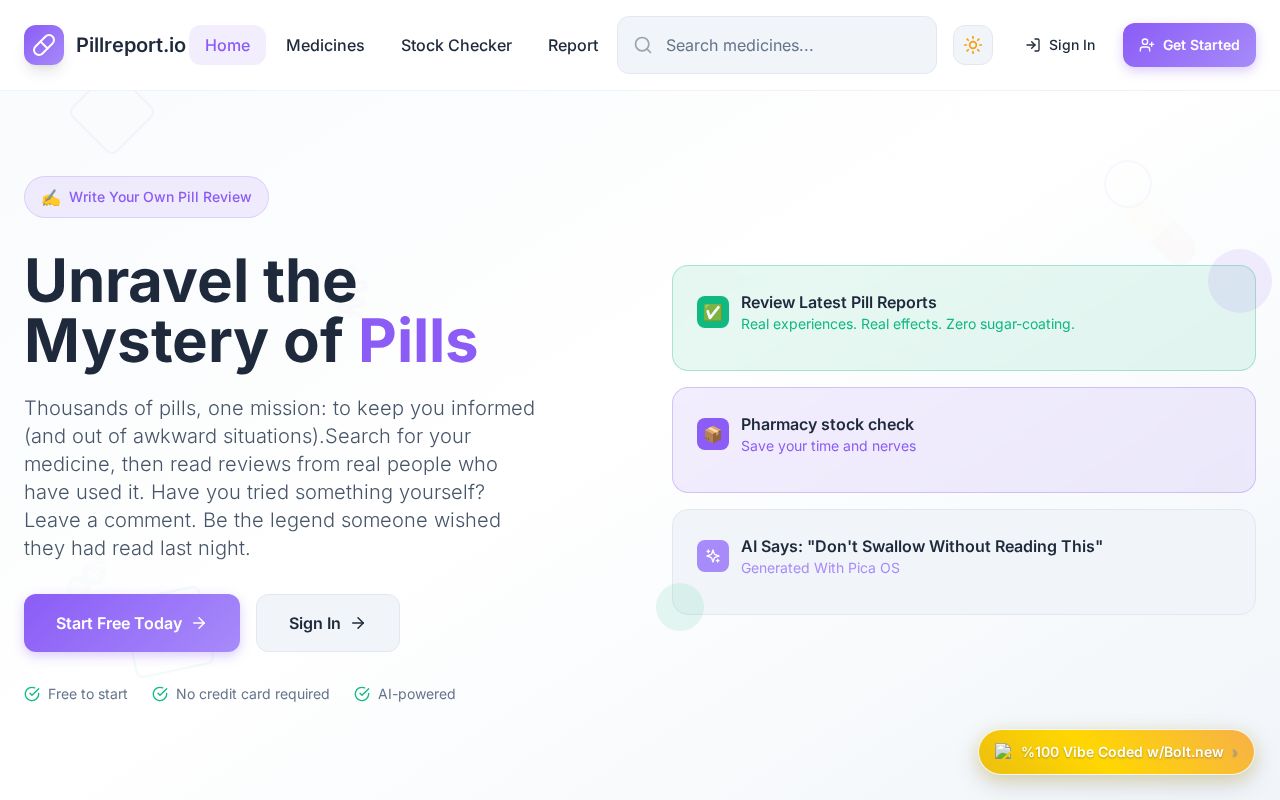 Preview of pillreport.io – Know Your Meds, Choose Better