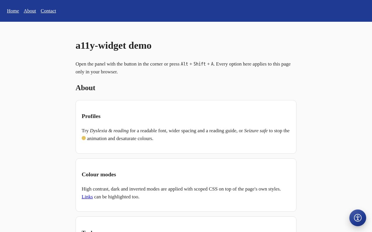 Preview of A11y Widget