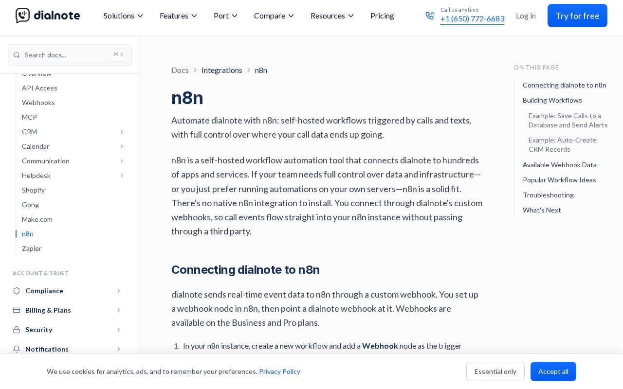 Preview of N8n Nodes Dialnote