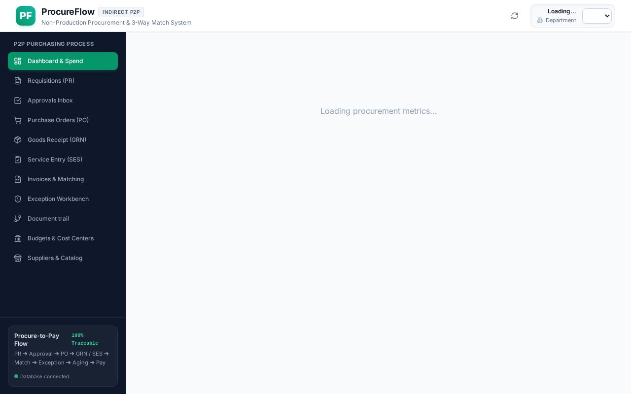 Preview of ProcureFlow - Complete Non-Production Procurement & P2P System (React + SQLite)