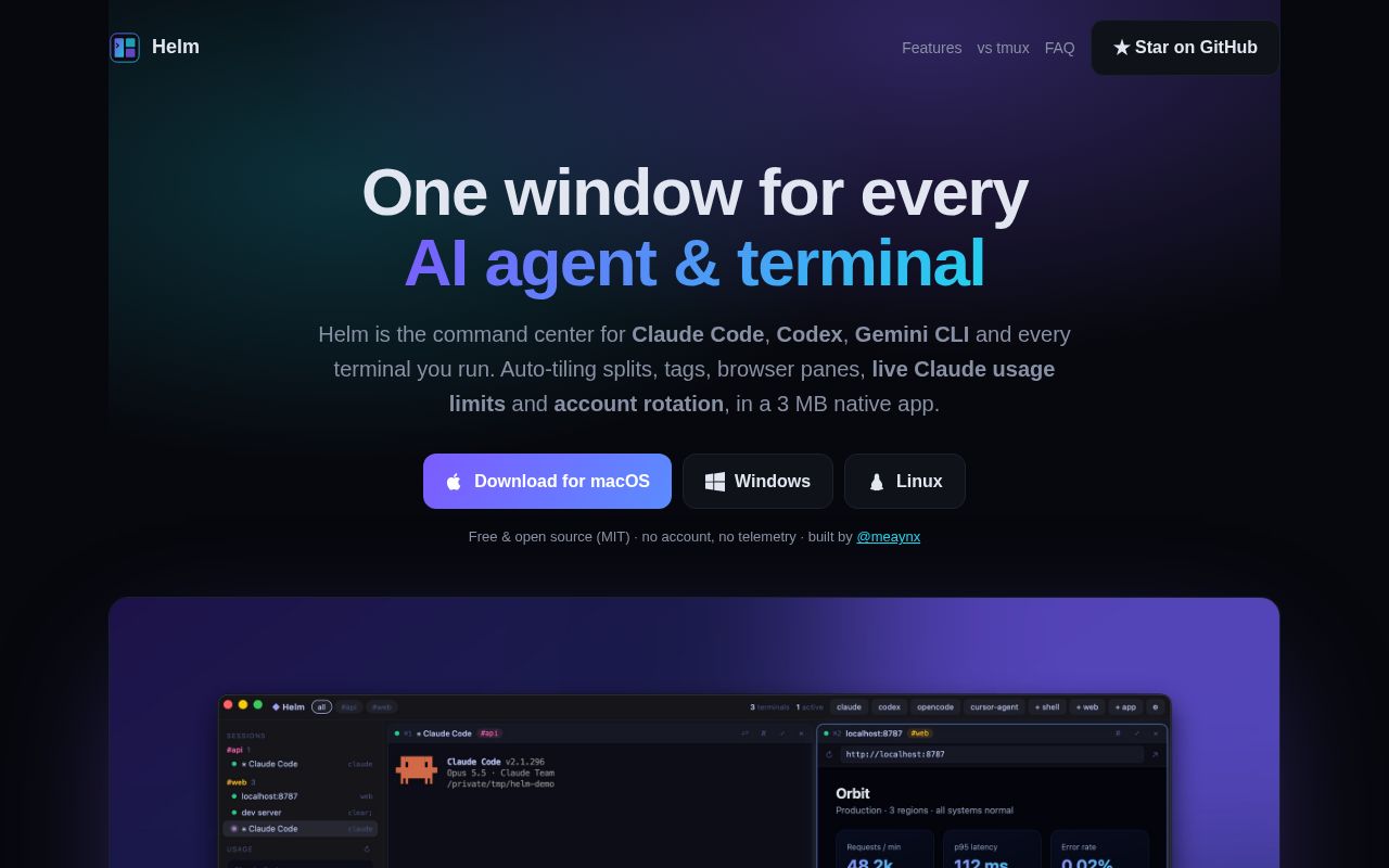 Preview of Helm Terminal