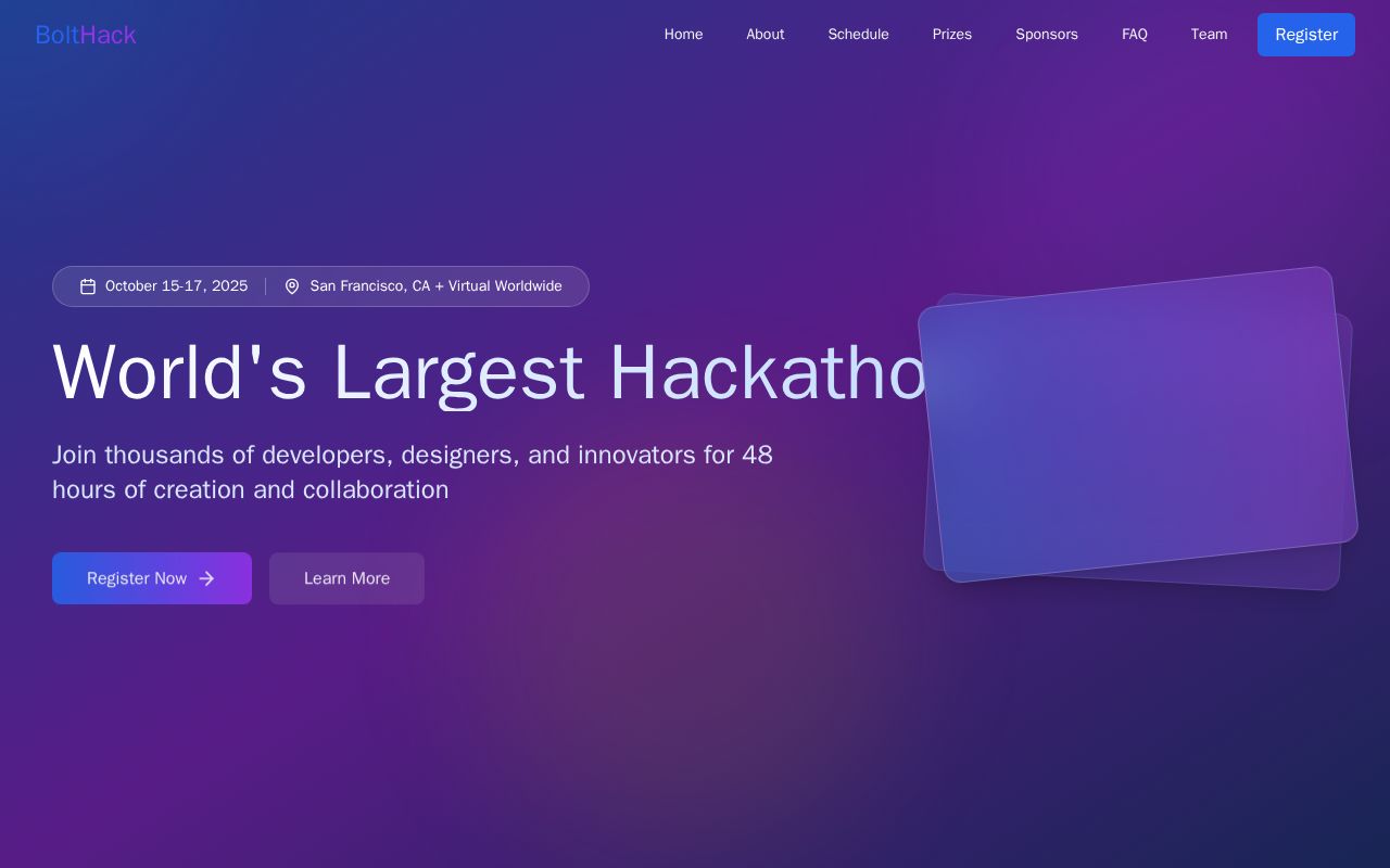 Preview of World’s Largest Hackathon web page