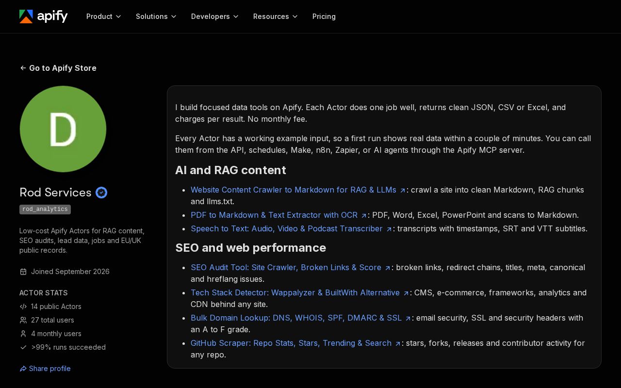 Preview of Apify Actors Examples