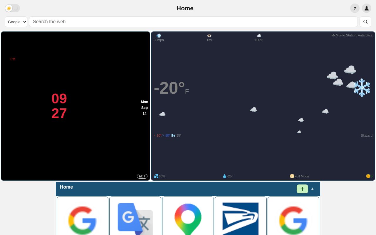 Preview of Personal web browser homepage