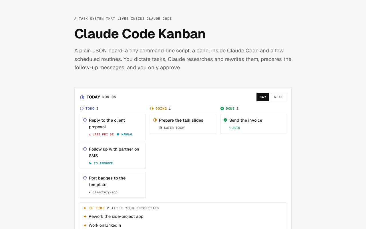 Preview of Claude Code Kanban