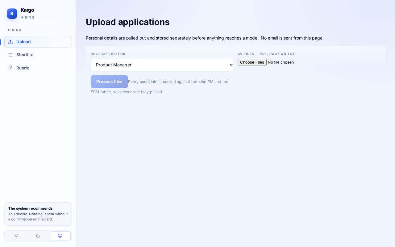 Preview of Kargo Hiring Dashboard