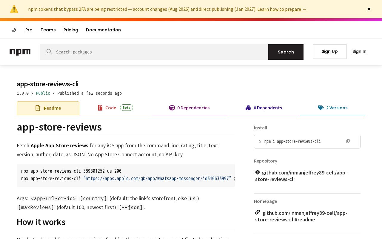 Preview of App Store Reviews Cli