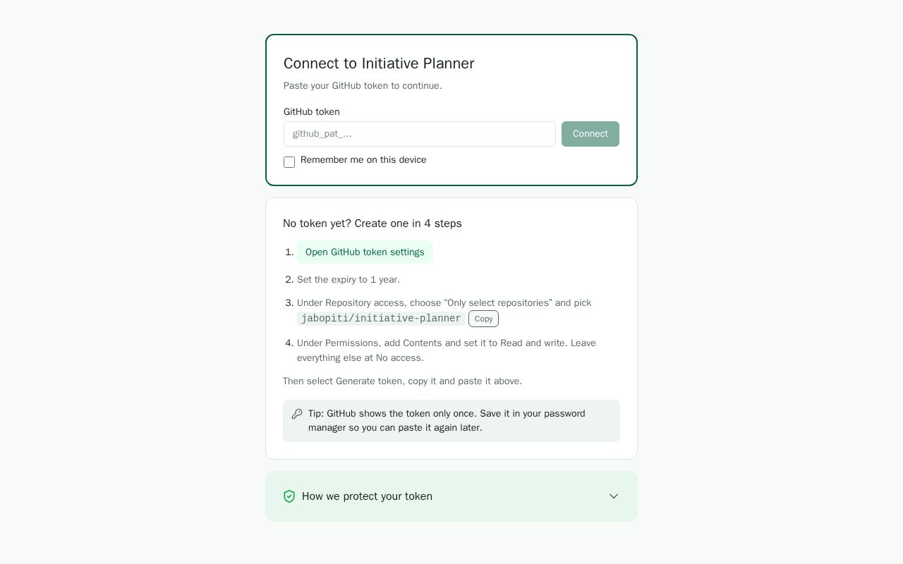 Preview of Initiative Planner