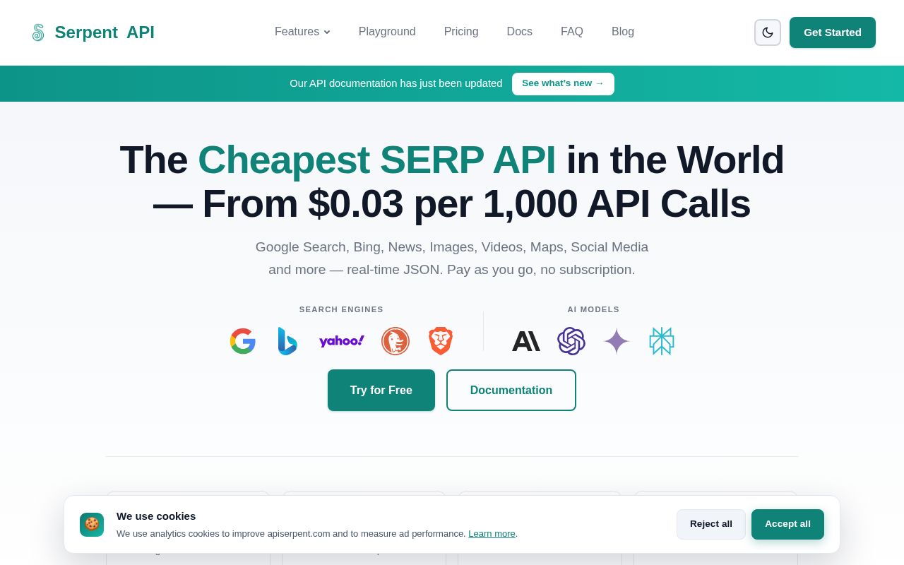 Preview of Cheapest Google SERP API & AI Rank Tracking from $0.03/10K