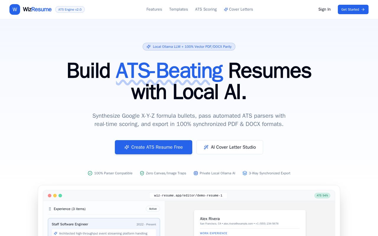 Preview of Wiz Resume Builder