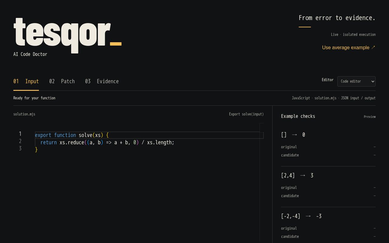 Preview of TESQOR · AI Code Doctor