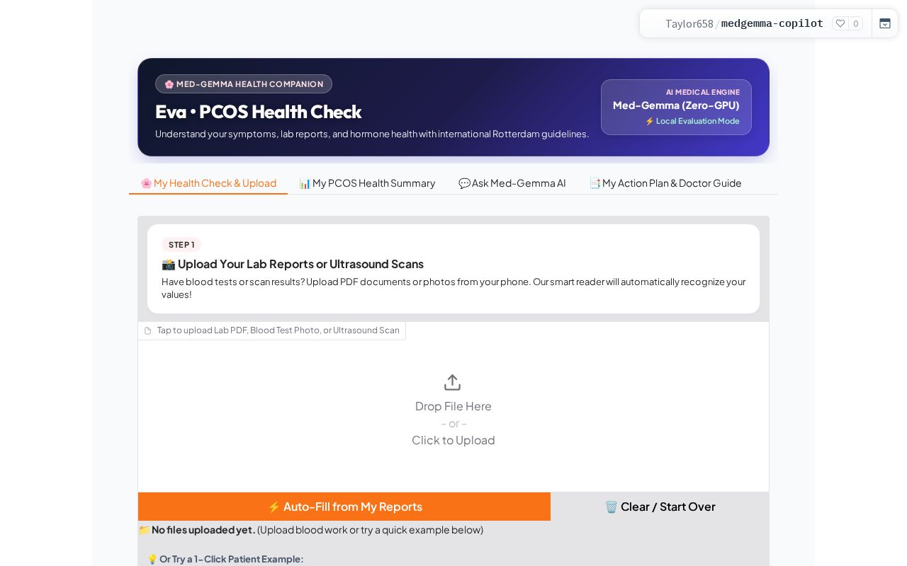 Preview of Eva - Med-Gemma PCOS Health Companion