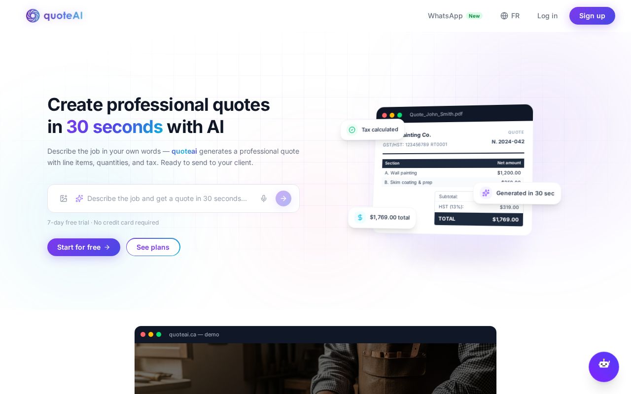 Preview of quote ai