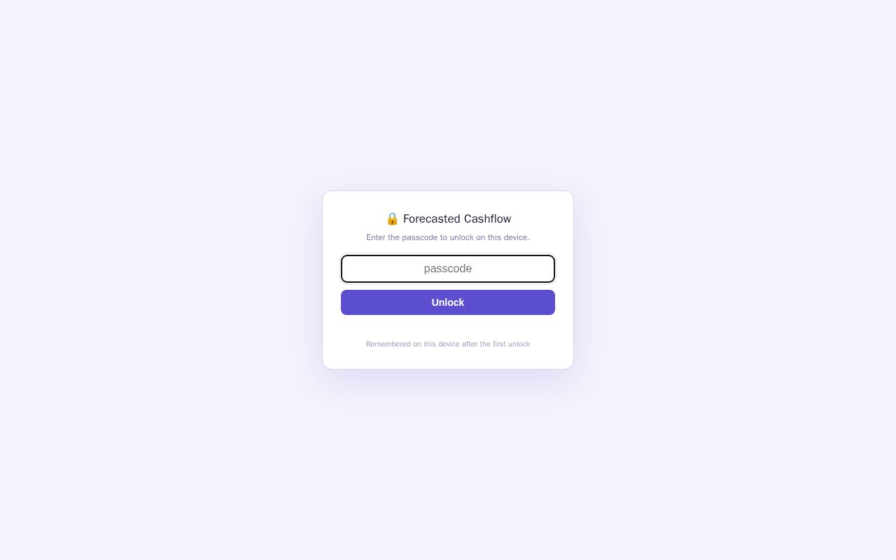 Preview of Forecasted Monthly Cashflow
