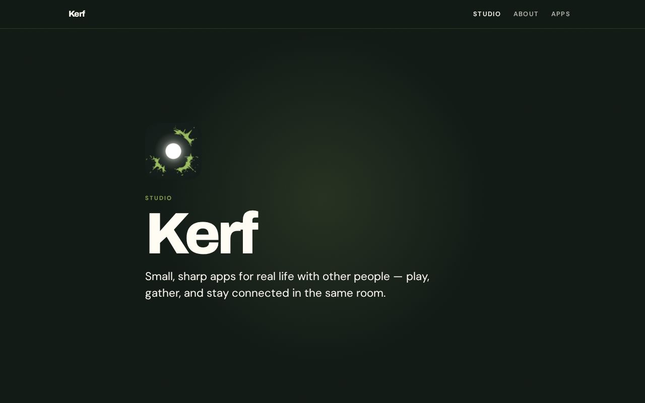 Preview of Kerf studio info site — apps by Kerf