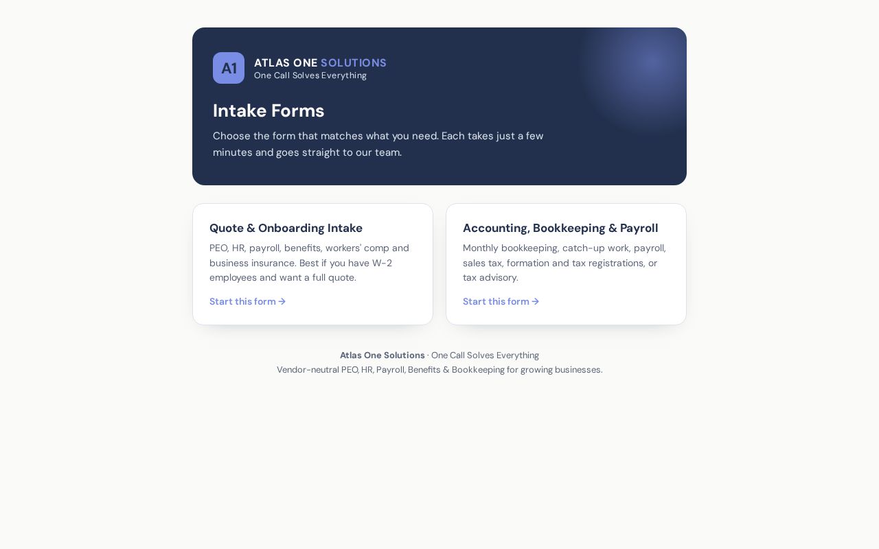 Preview of Atlas One Intake Forms