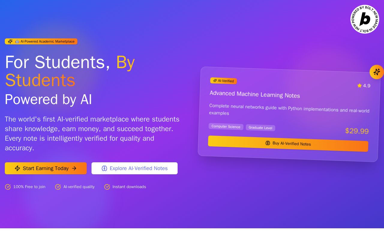 Preview of NotesMarket - AI-powered Student Notes Marketplace