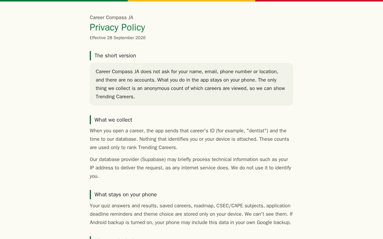 Preview of Careercompassja Privacy