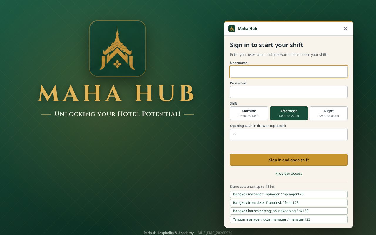 Preview of Maha Hub PMS