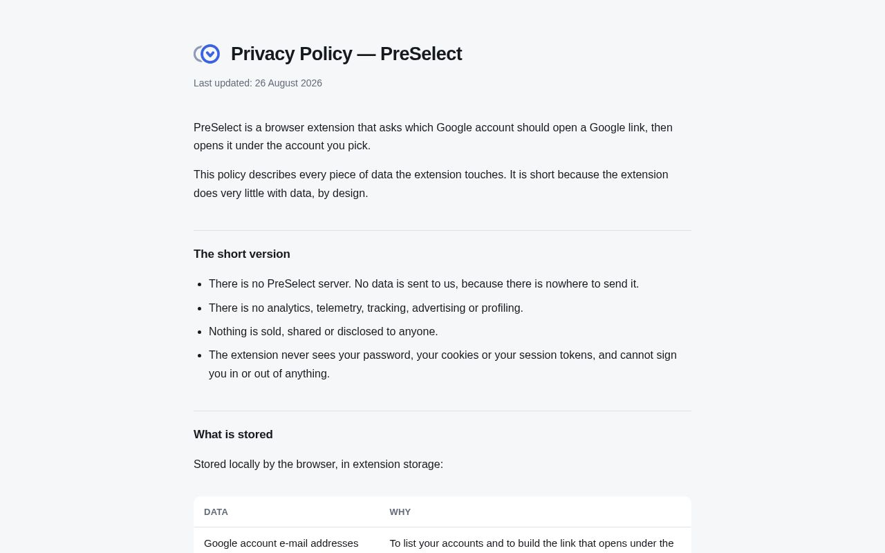 Preview of PreSelect