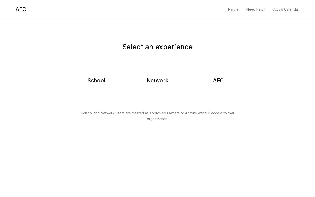 Preview of Prototype for the AFC partner portal