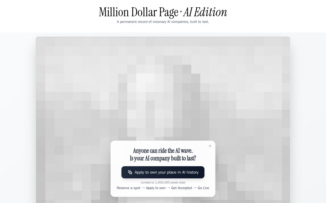 Preview of Million Dollar Page - AI Edition