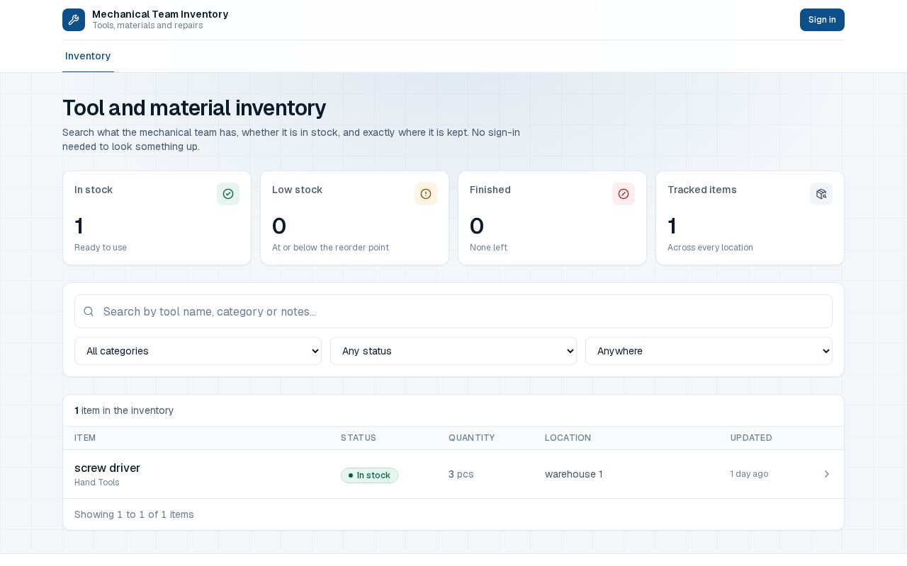 Preview of Mech Team Invantory Management
