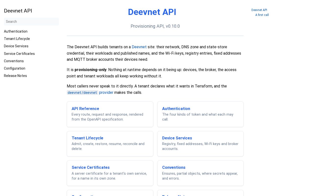 Preview of Deevnet Provisioning Api