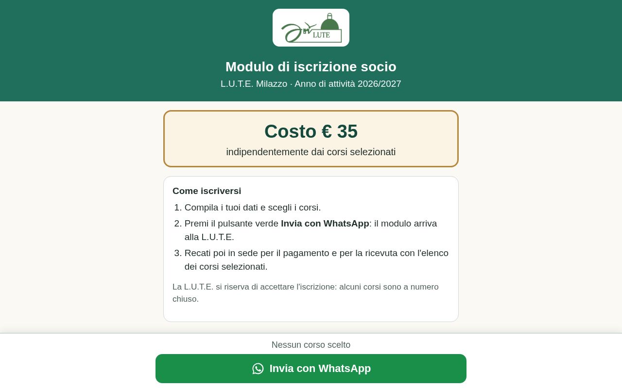 Preview of Iscrizione LUTE Milazzo