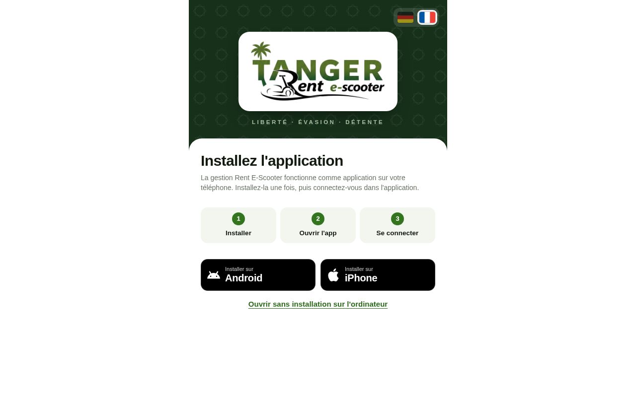 Preview of Verwaltung · Tanger Rent e-scooter (PWA)