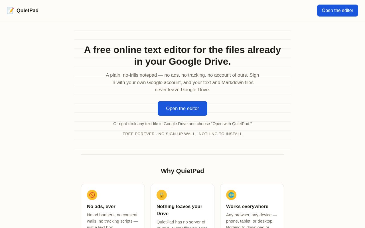 Preview of Quietpad Web