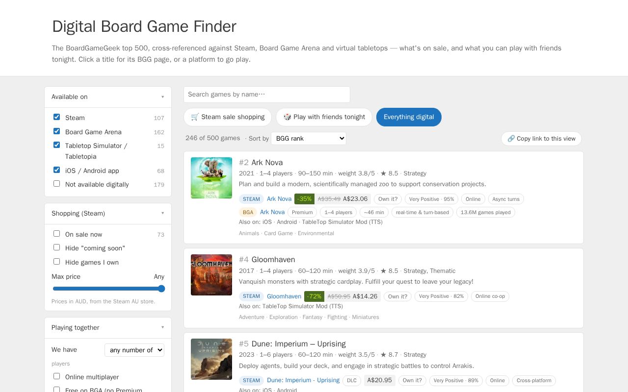 Preview of Digital Board Game Finder