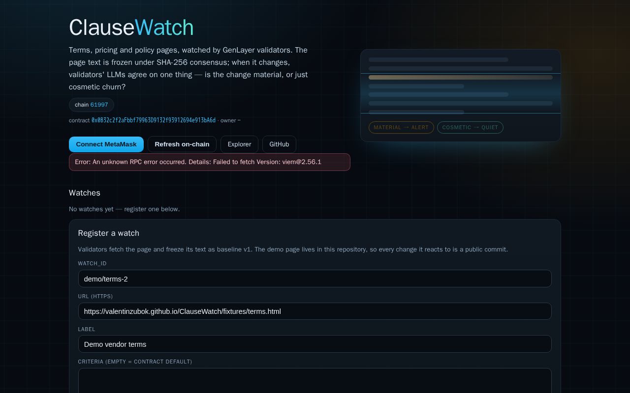 Preview of ClauseWatch
