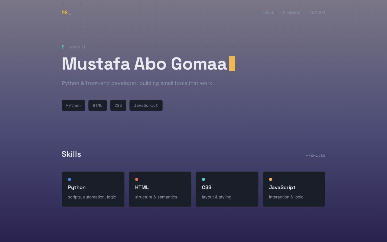 Preview of Mustafa Landing Page
