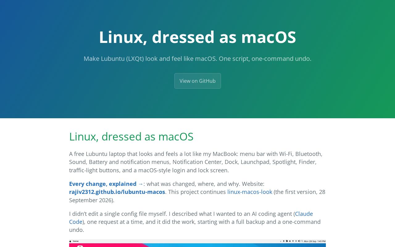 Preview of Lubuntu Macos