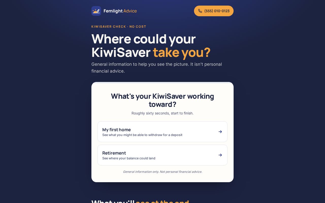 Preview of KiwiSaver Projection Check