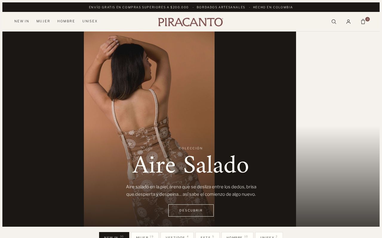 Preview of Rediseño responsive de la tienda Piracanto, con la paleta de Johanna Ortiz y Cult Gaia