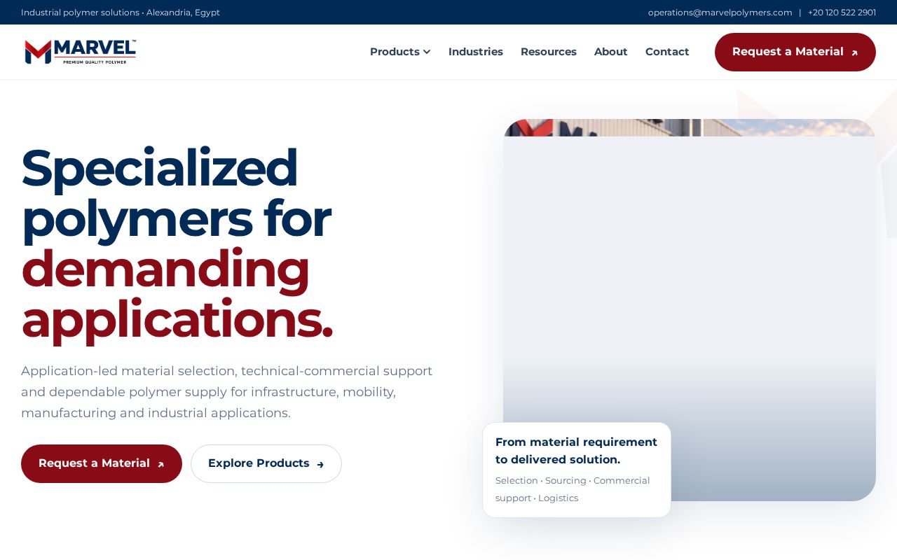 Preview of Marvelpolymerswebsite