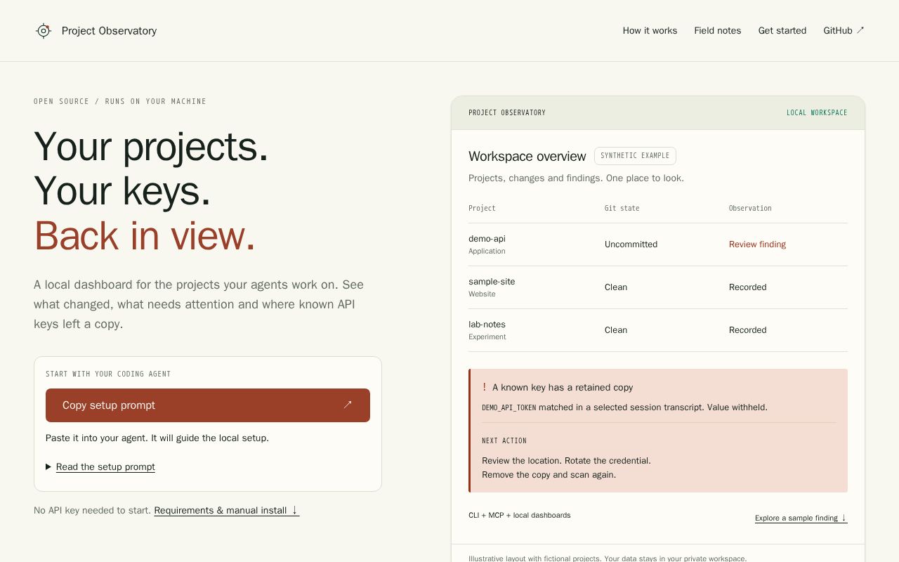 Preview of Project Observatory Dashboard