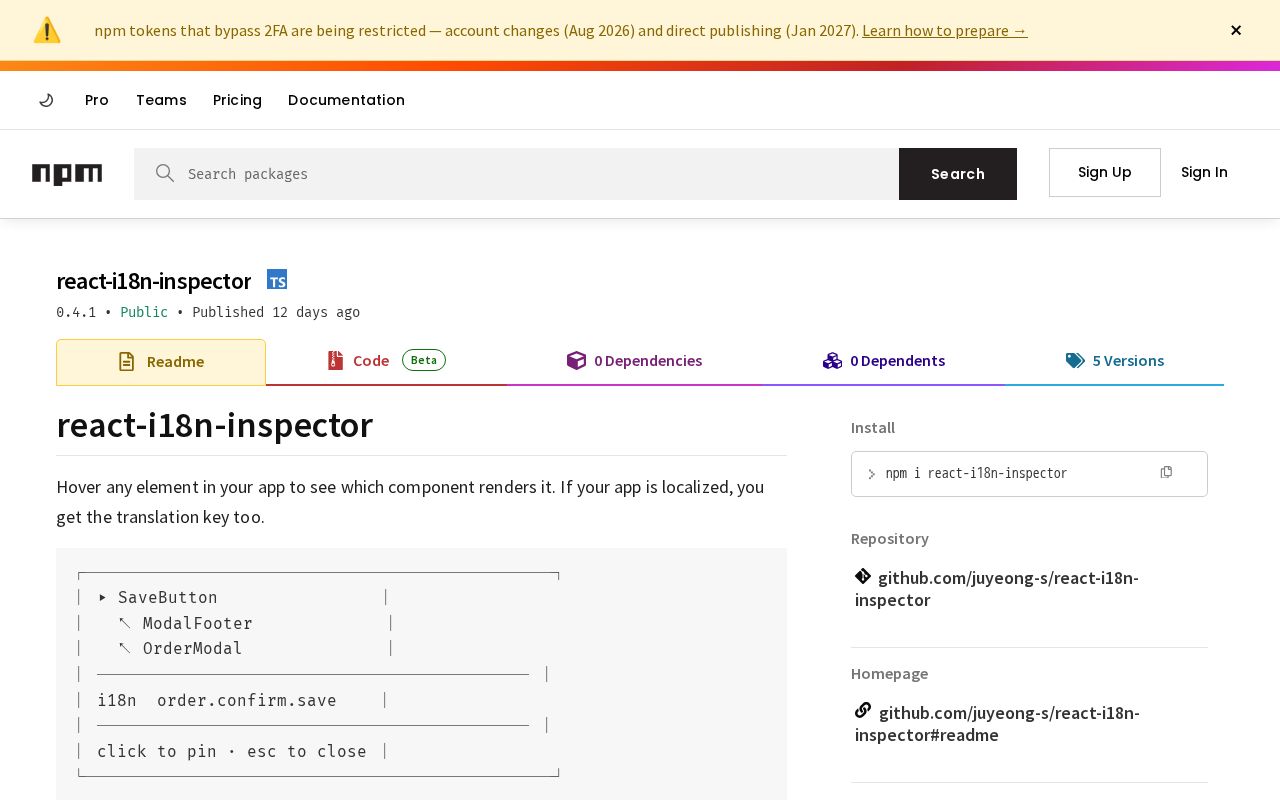Preview of React I18n Inspector