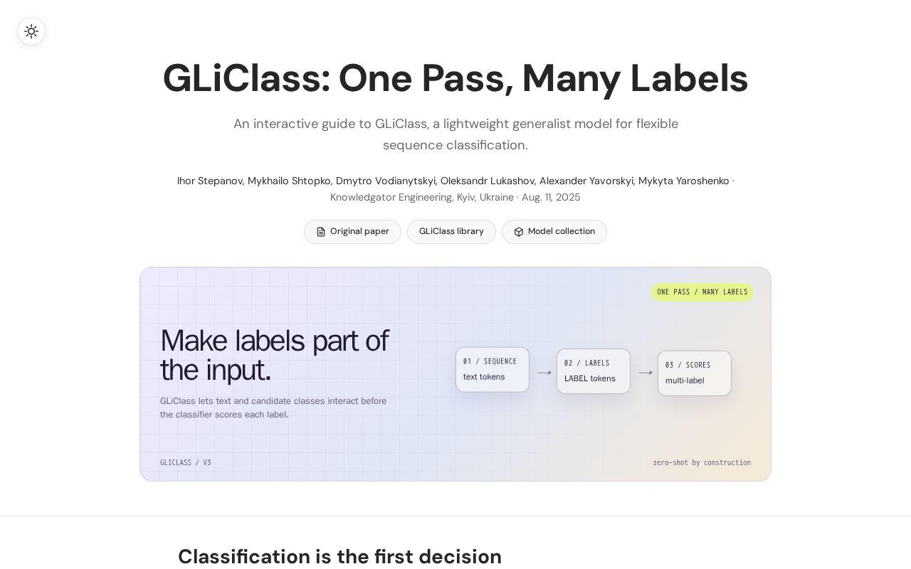 Preview of GLiClass: Generalist Lightweight Sequence Classification