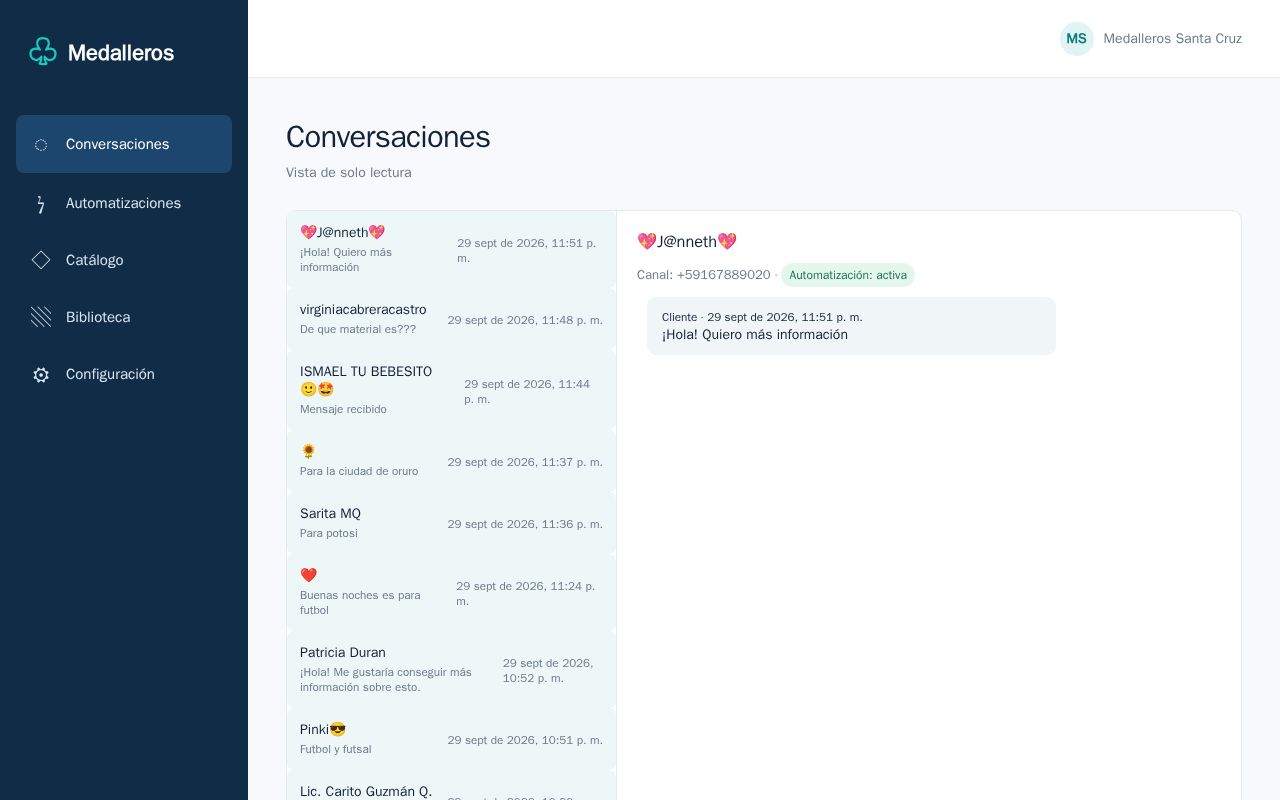 Preview of Medalleros Whatsapp Bot